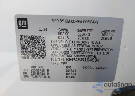 2025 Buick Envista Sport Touring Fwd из США, поврежденный, VIN KL47LBEP4SB104984